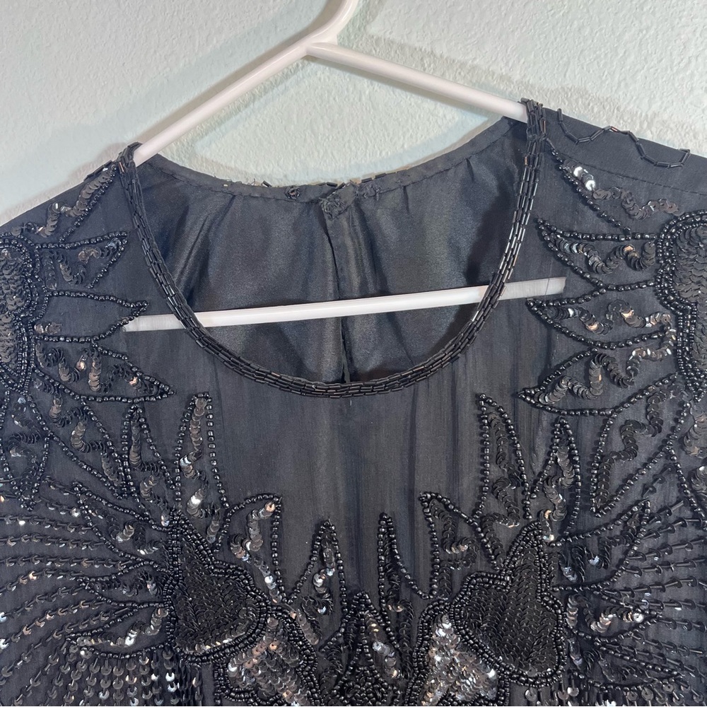 Petra Black Beaded Sequin 2pc Formal Gown Maxi Skirt set size 16 - Picture 11 of 16